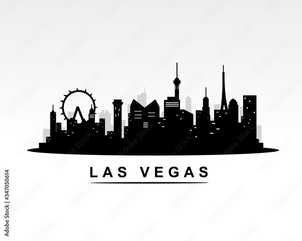 Las Vegas city skyline black silhouette background, vector illustration