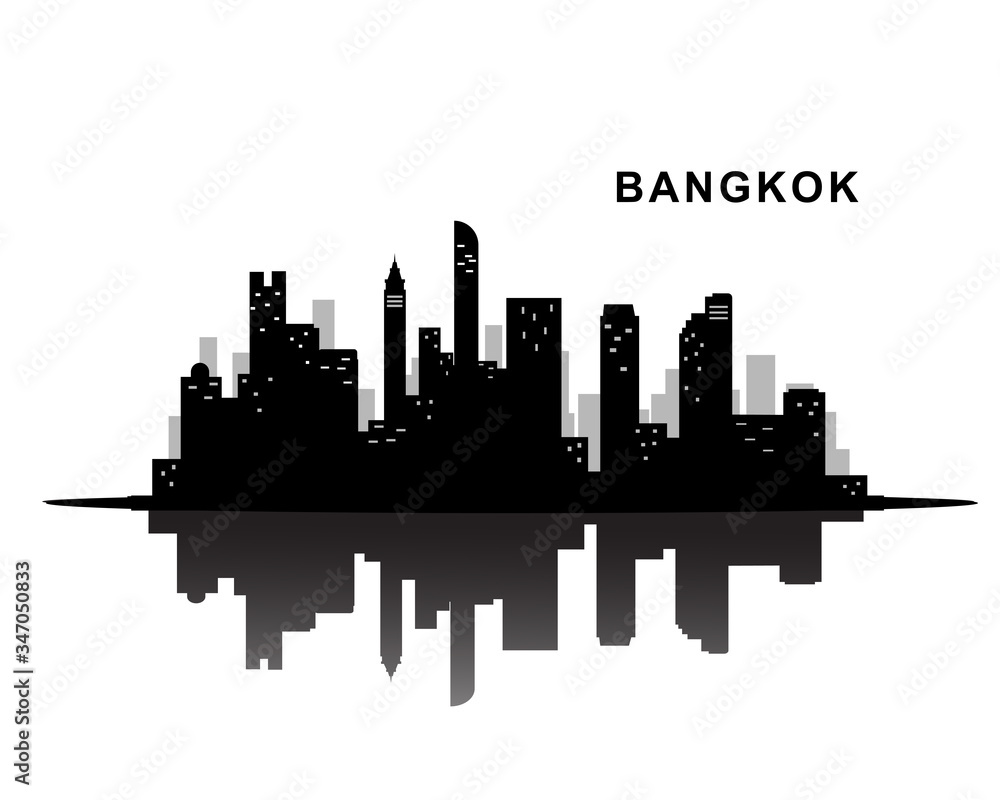 Bangkok city skyline black silhouette background, vector illustration Bangkok city skyline black silhouette background, vector illustration