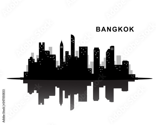 Bangkok city skyline black silhouette background, vector illustration