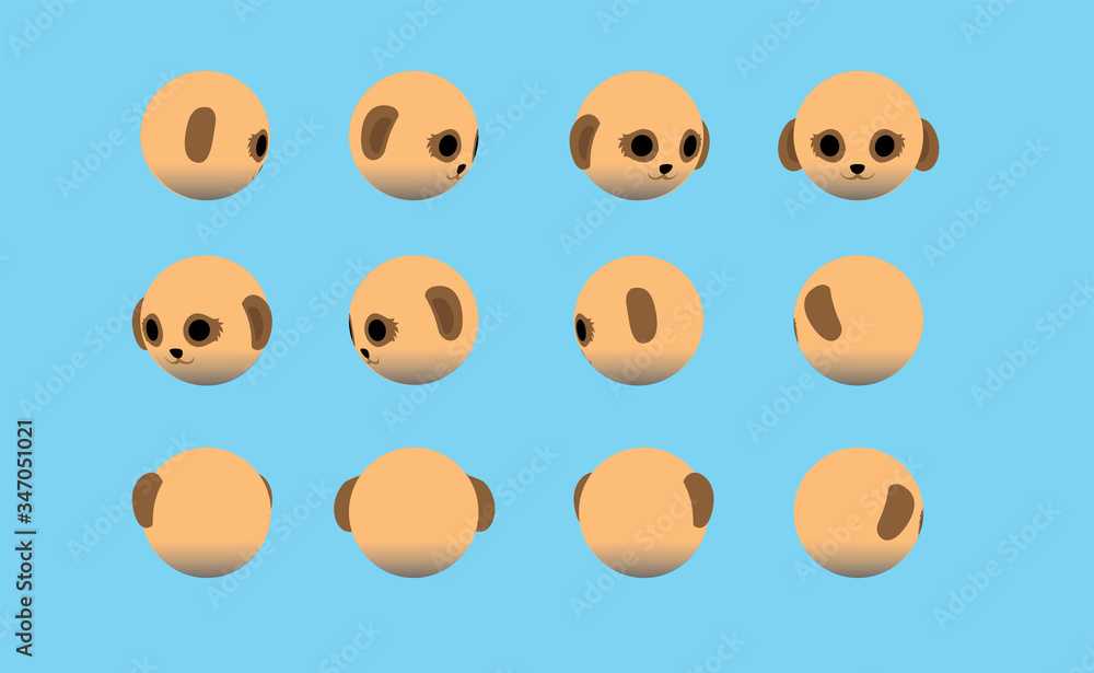 Animal Head Meerkat Animate Spinning Vector Illustration