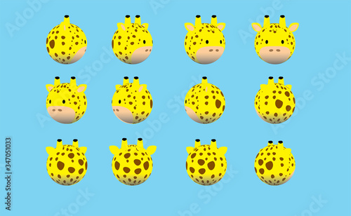 Animal Head Giraffe Animate Spinning Vector Illustration