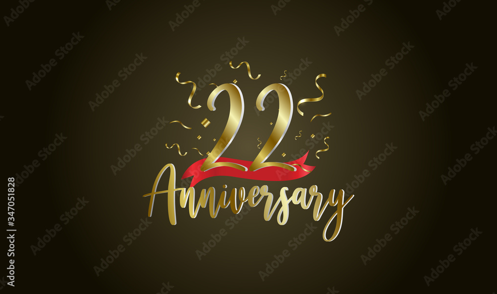 Anniversary celebration background. with the 22nd number in gold and with the words golden anniversary celebration. Anniversary celebration background. with the 22nd number in gold and with the words golden anniversary celebration.