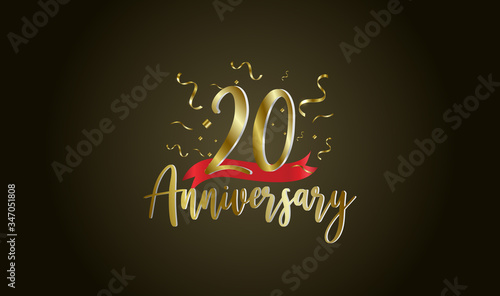 Anniversary celebration background. with the 20th number in gold and with the words golden anniversary celebration.