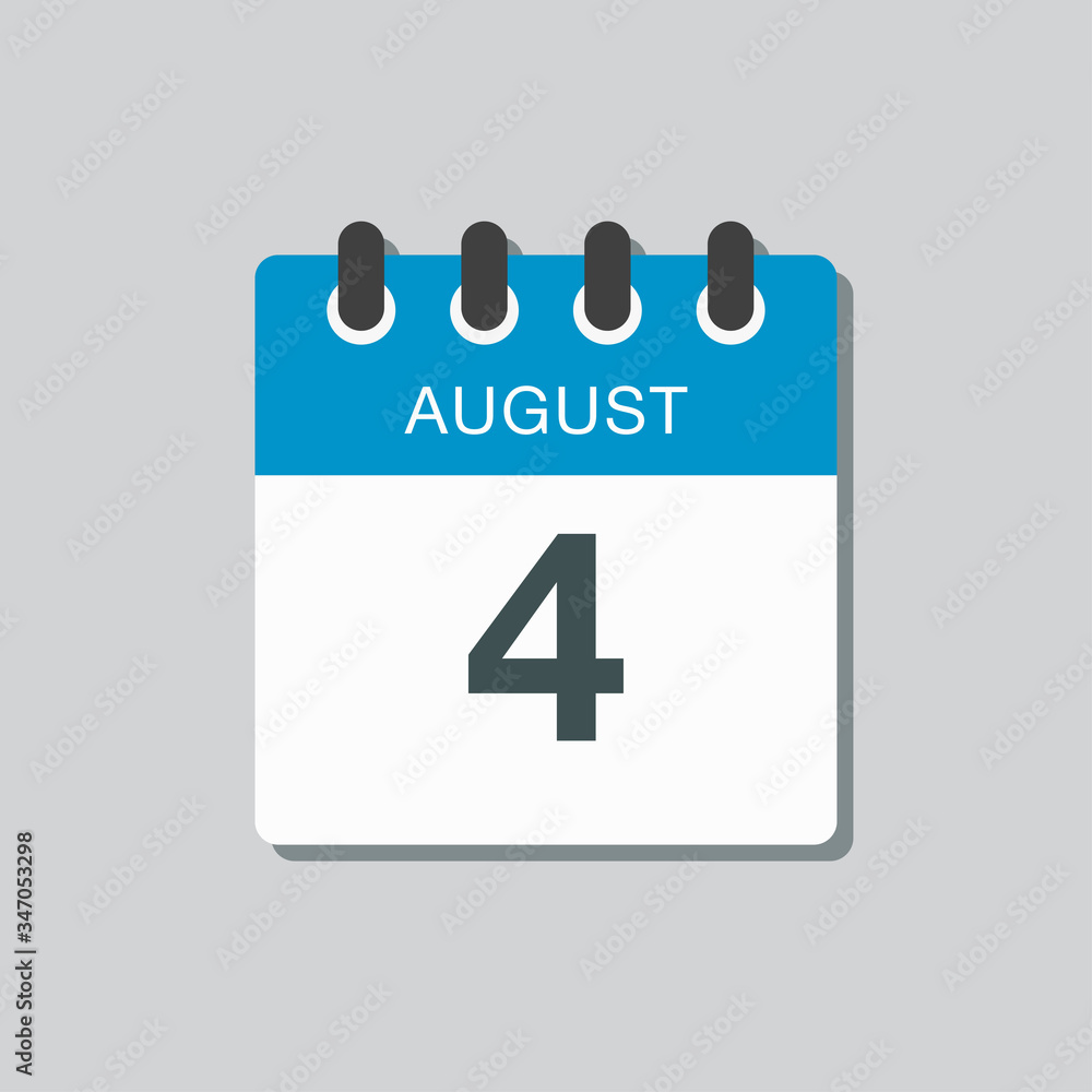 Calendar icon day 4 August, date days of the year Calendar icon day 4 August, date days of the year