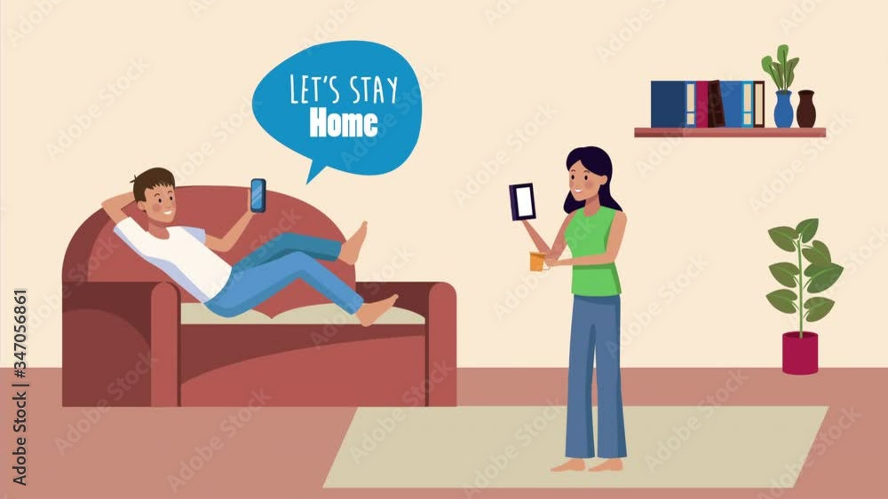 stay at home campaign with couple in livingroom stay at home campaign with couple in livingroom