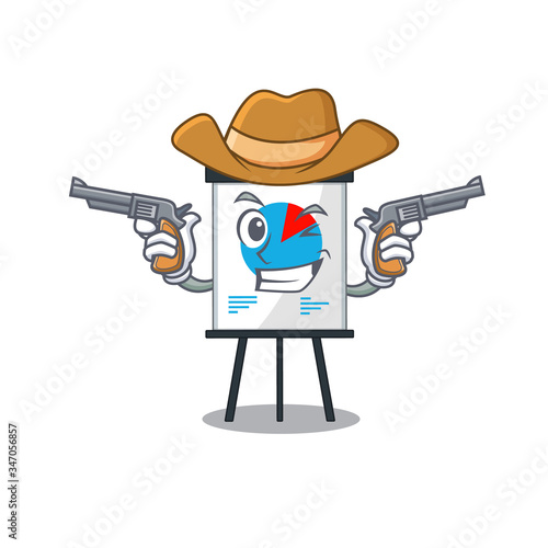 Cute handsome cowboy of corona graph cartoon character with guns