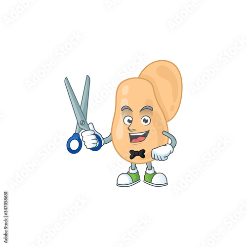 Cute Barber sarcina cartoon character style with scissor
