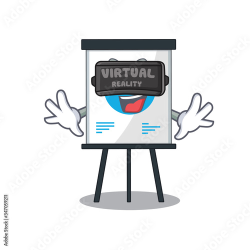 Cartoon design style of corona graph with modern Virtual Reality headset