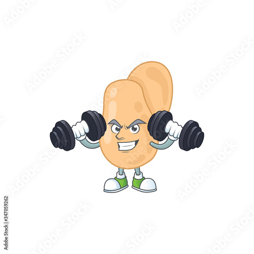 Fitness exercise sarcina cartoon character using barbells