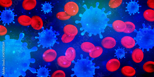 コロナ　ウイルス　赤血球　背景