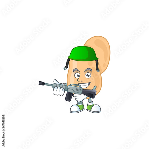 An elegant sarcina Army mascot design style using automatic gun