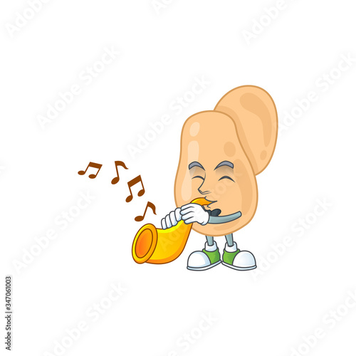 A brilliant musician of sarcina cartoon character playing a trumpet