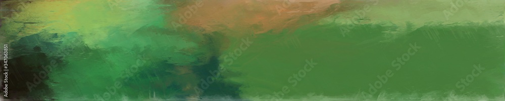 abstract natural long wide horizontal graphic background with dark olive green, pastel brown and very dark green colors