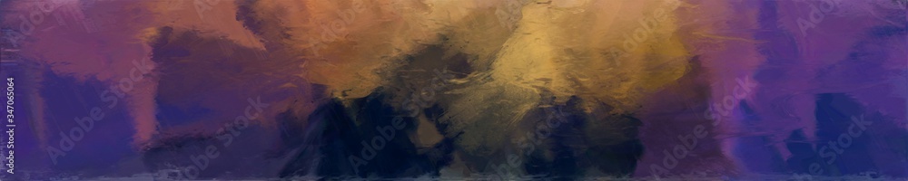 abstract natural long wide horizontal graphic background with very dark violet, peru and pastel brown colors