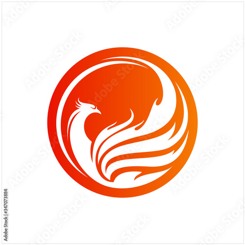 Flying Phoenix Fire Bird abstract Logo design vector template. Dove Eagle Logotype concept icon