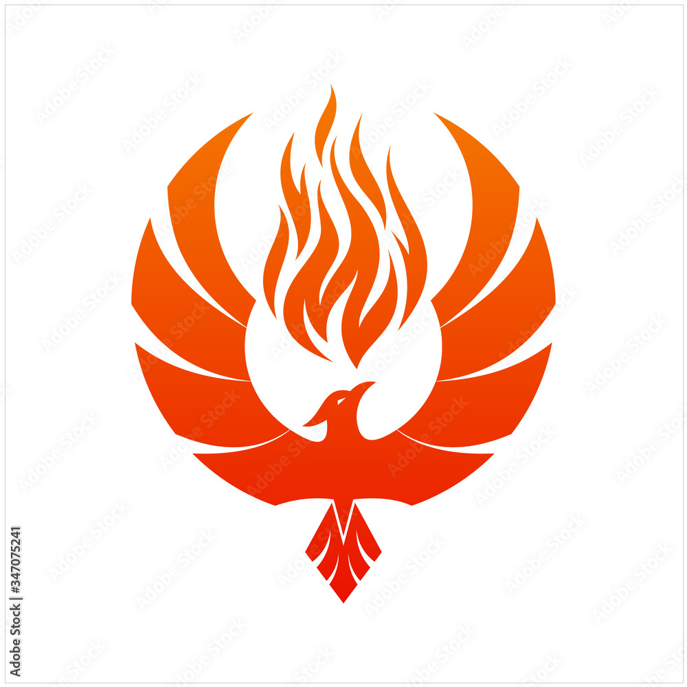 Flying Phoenix Fire Bird abstract Logo design vector template. Dove ...