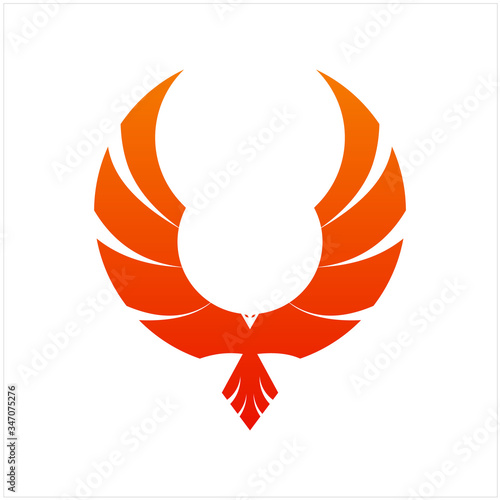 Flying Phoenix Fire Bird abstract Logo design vector template. Dove Eagle Logotype concept icon