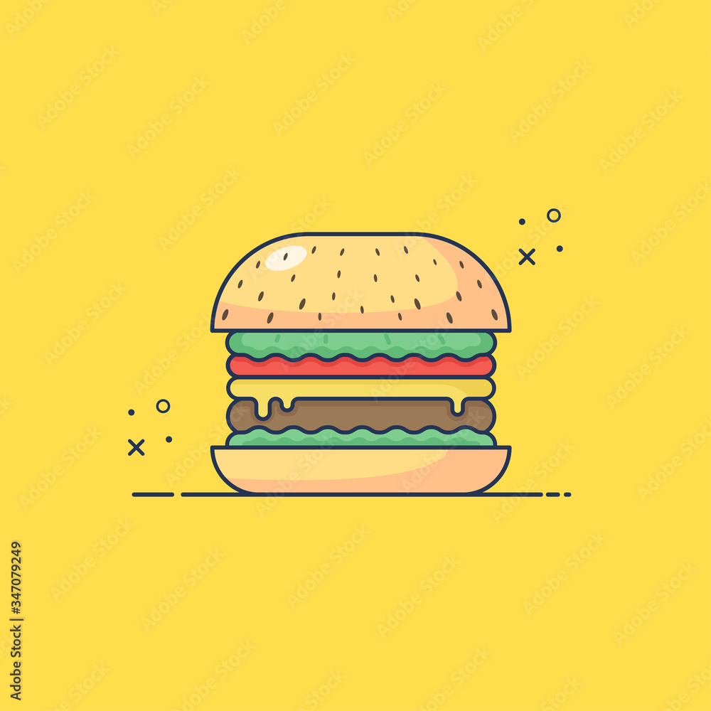 Burger vector flat design modern style, icon, poster Burger vector flat design modern style, icon, poster