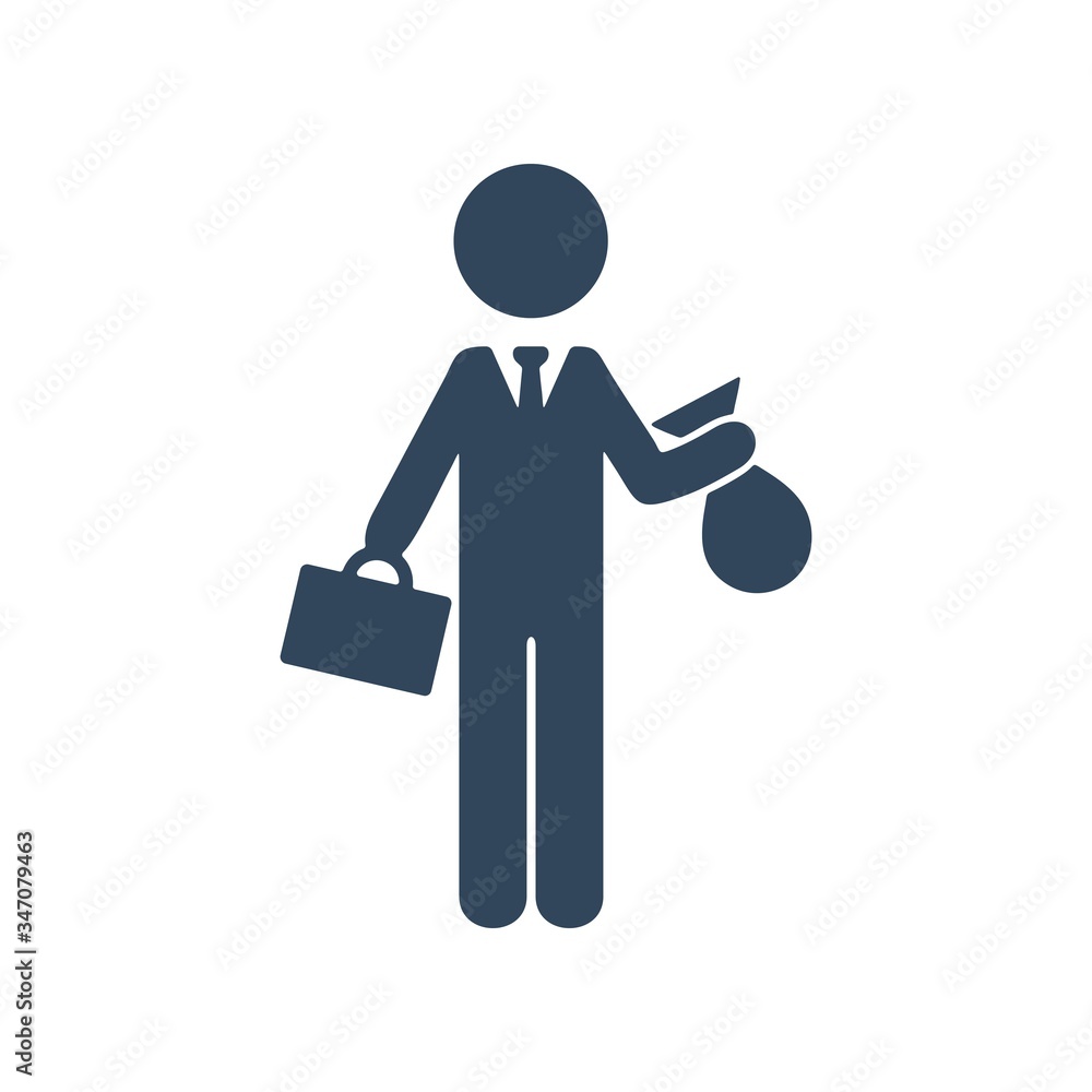Man holding bag with gold. Flat icon design for finance concept. Man holding bag with gold. Flat icon design for finance concept.