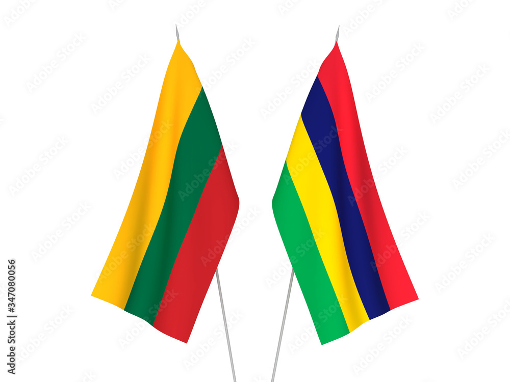 Lithuania and Republic of Mauritius flags Lithuania and Republic of Mauritius flags