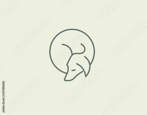 Minimalistic linear logo icon cute dog for veterinary clinic
