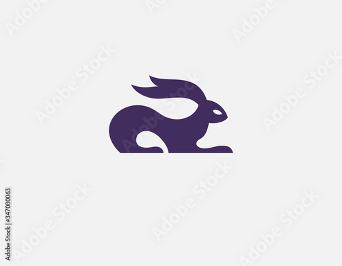 Minimalistic abstract purple hare logo icon for your company