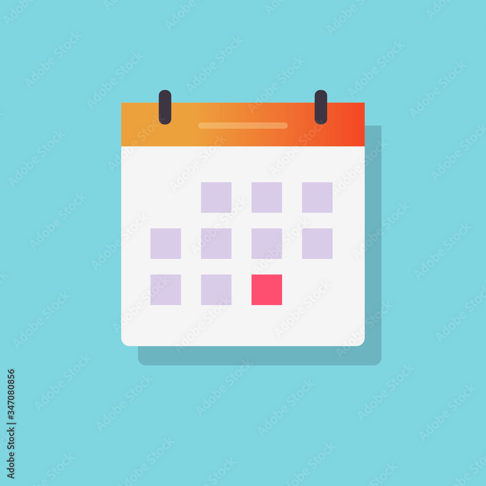 Calendar icon and scheduled important event or date vector flat cartoon isolated clipart Calendar icon and scheduled important event or date vector flat cartoon isolated clipart