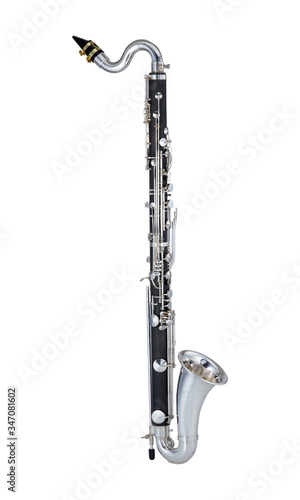 Foto Bass Clarinet, Bass Clarinets, Clarinet Woodwinds Music Instrument Isolated on W