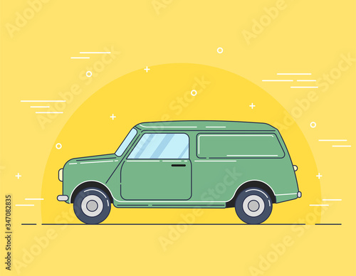 Vector illustration of a mini van car trip