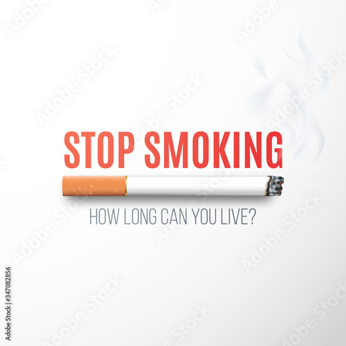 May 31, World no tobacco day. Stop smocking placard with realistic cigarette. Stock vector illustration.