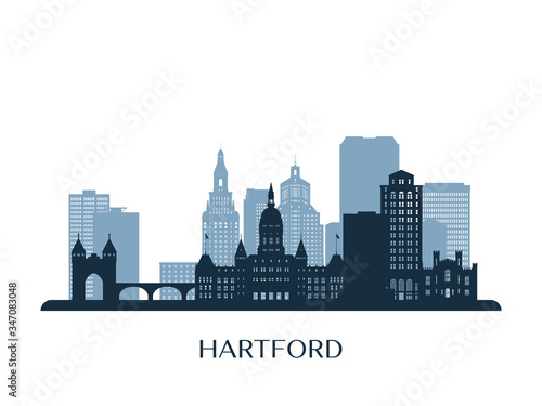 Hartford skyline, monochrome silhouette. Vector illustration. photo
