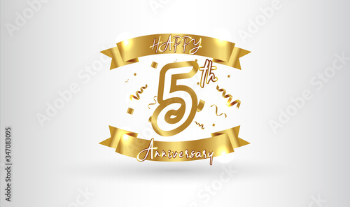 Anniversary celebration background. with the 5th number in gold and with the words golden anniversary celebration.