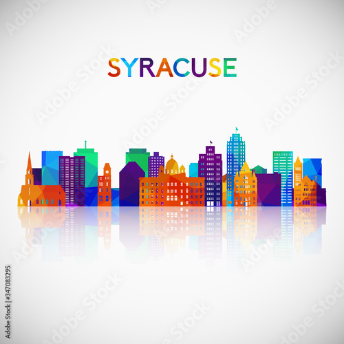 Syracuse skyline silhouette in colorful geometric style. Symbol for your design. Vector illustration.