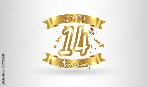 Anniversary celebration background. with the 14th number in gold and with the words golden anniversary celebration.