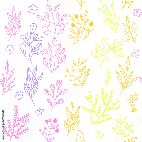 Texture with flowers and plants. Floral ornament. Original flowers pattern.