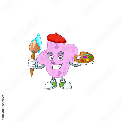 Artistic Artist of tetracoccus cartoon character painting with a brush
