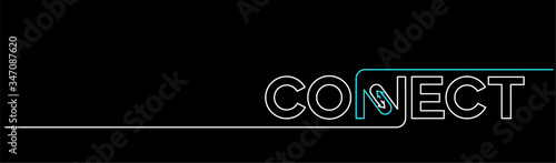 Connect Calligraphic line art Text  Banner Poster vector illustration Design.