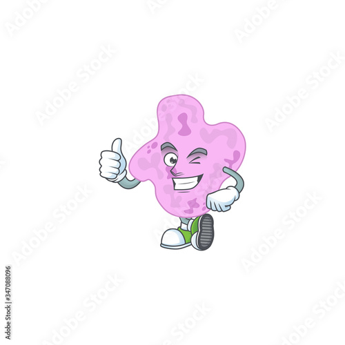 Mascot design style of tetracoccus showing Thumbs up finger