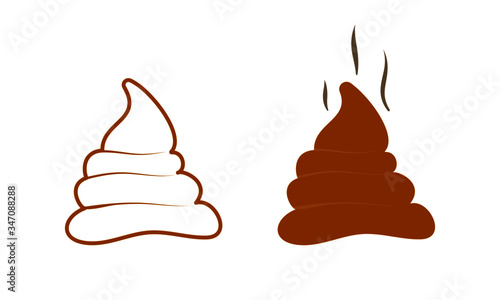 Set of poop emoji icon isolate on white background.