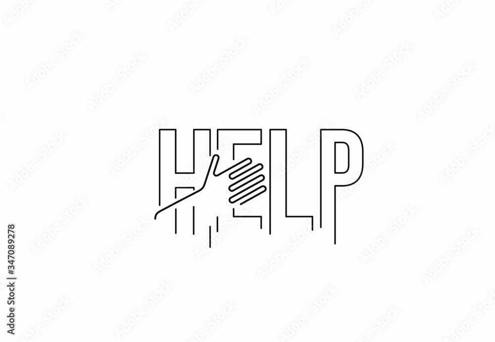 Help Calligraphic line art Text banner poster vector illustration Design. Help Calligraphic line art Text banner poster vector illustration Design.