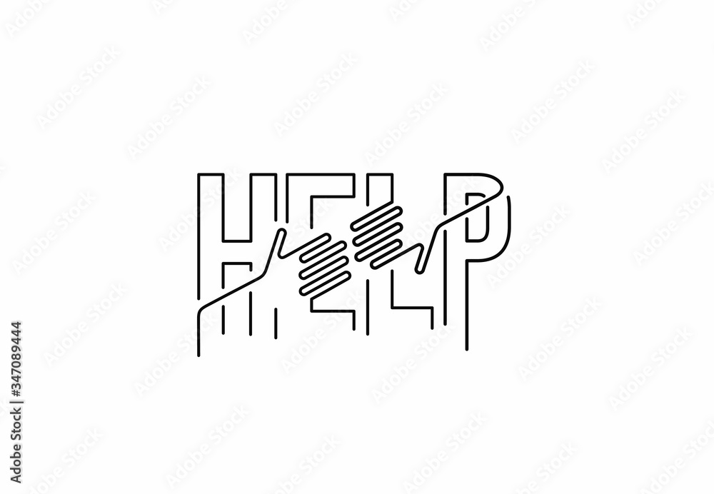 Help Calligraphic line art Text banner poster vector illustration Design. Help Calligraphic line art Text banner poster vector illustration Design.