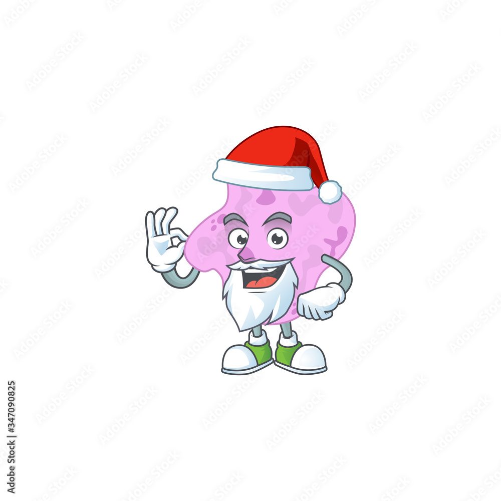 Friendly tetracoccus Santa cartoon character design with ok finger Friendly tetracoccus Santa cartoon character design with ok finger