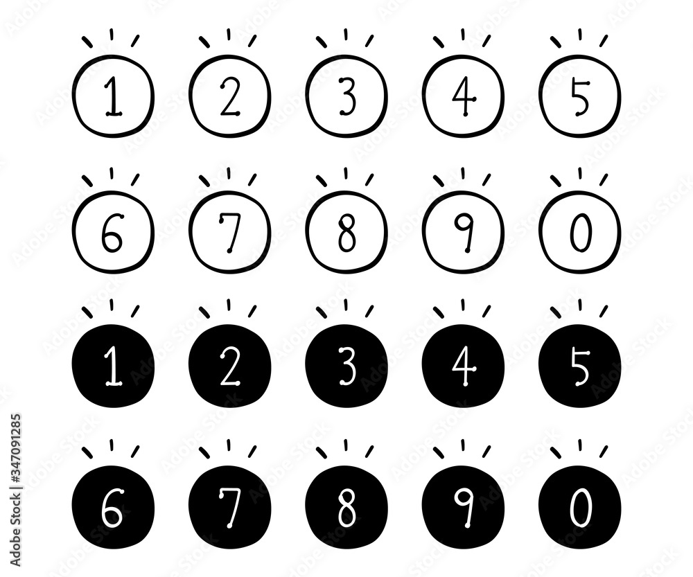 手描きの数字のイラストのセット シンプル かわいい Stock Vector Adobe Stock 手描きの数字のイラストのセット シンプル かわいい Stock Vector Adobe Stock