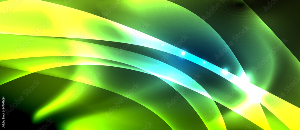 Abstract background. Shiny design neon waves with light effects, techno trendy design. Vector Illustration For Wallpaper, Banner, Background, Card, Book Illustration, landing page Abstract background. Shiny design neon waves with light effects, techno trendy design. Vector Illustration For Wallpaper, Banner, Background, Card, Book Illustration, landing page