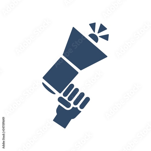 Megaphone icon in flat style. Loudspeaker symbol. Announcement, promotion sign.