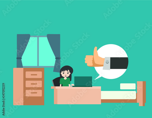 The illustrate of business woman work at home