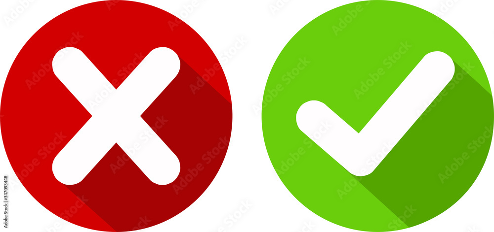 Green tick, red cross. Art design with text do and don't. Right or wrong. True or false. Green tick, red cross. Art design with text do and don't. Right or wrong. True or false.