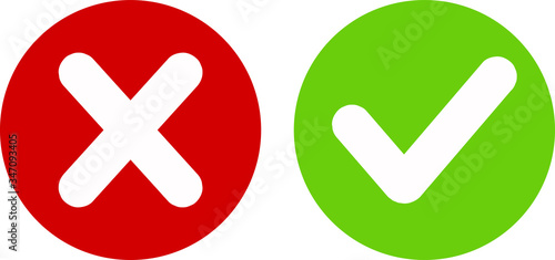 Green tick, red cross. Art design with text do and don't. Right or wrong. True or false.