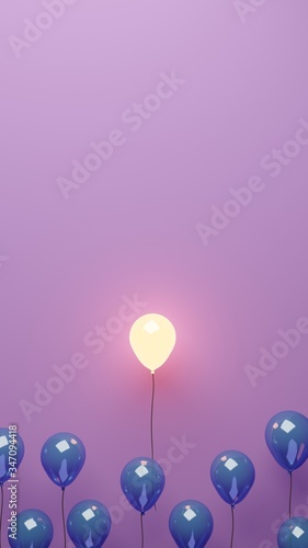 Balloon with individuality concept, glowing with room for text