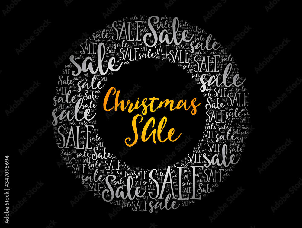 Fototapeta premium Christmas SALE circle word cloud collage, business concept background